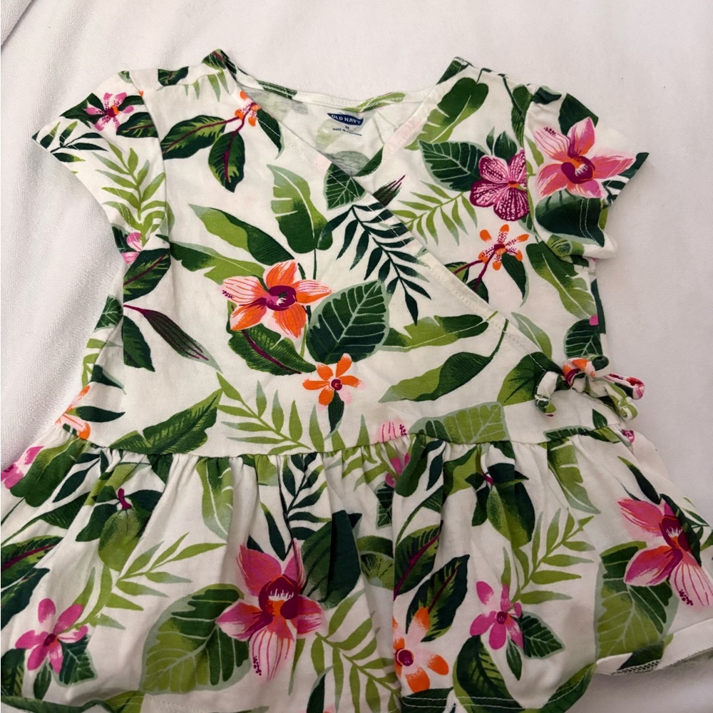 Old Navy Kids Floral Blouse - Green and Pink